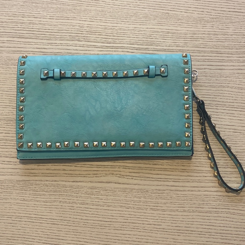 Teal faux leather bag